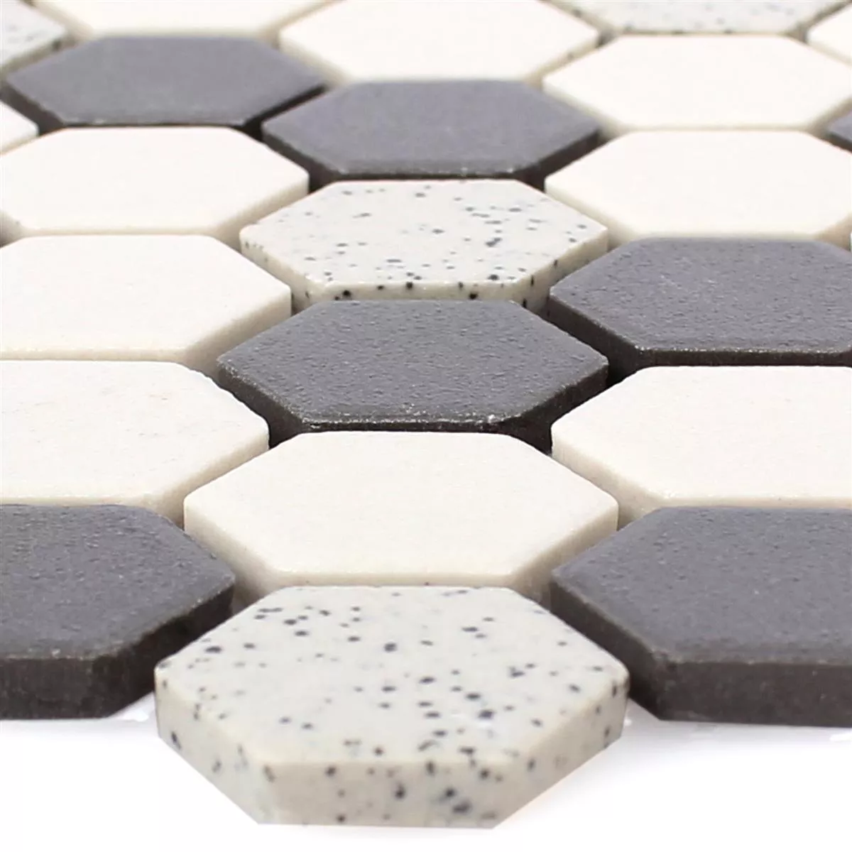 Cerâmica Azulejo Mosaico Monforte Hexágono Preto Cinza Cerâmica Azulejo Mosaico Monforte Hexágono Preto Cinza