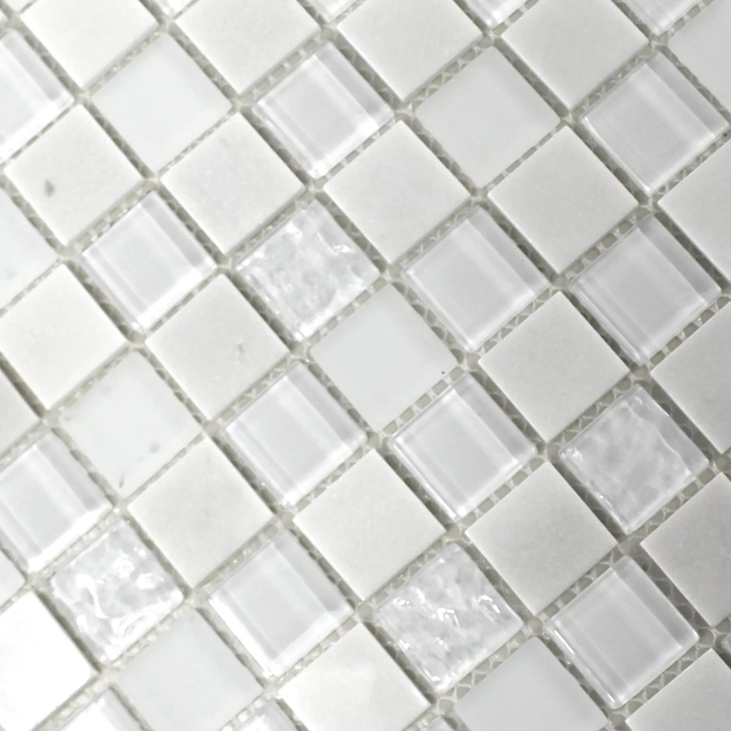 Padrão de Mosaico Autoadesivo Pedra Natural Vidro Mix Branco