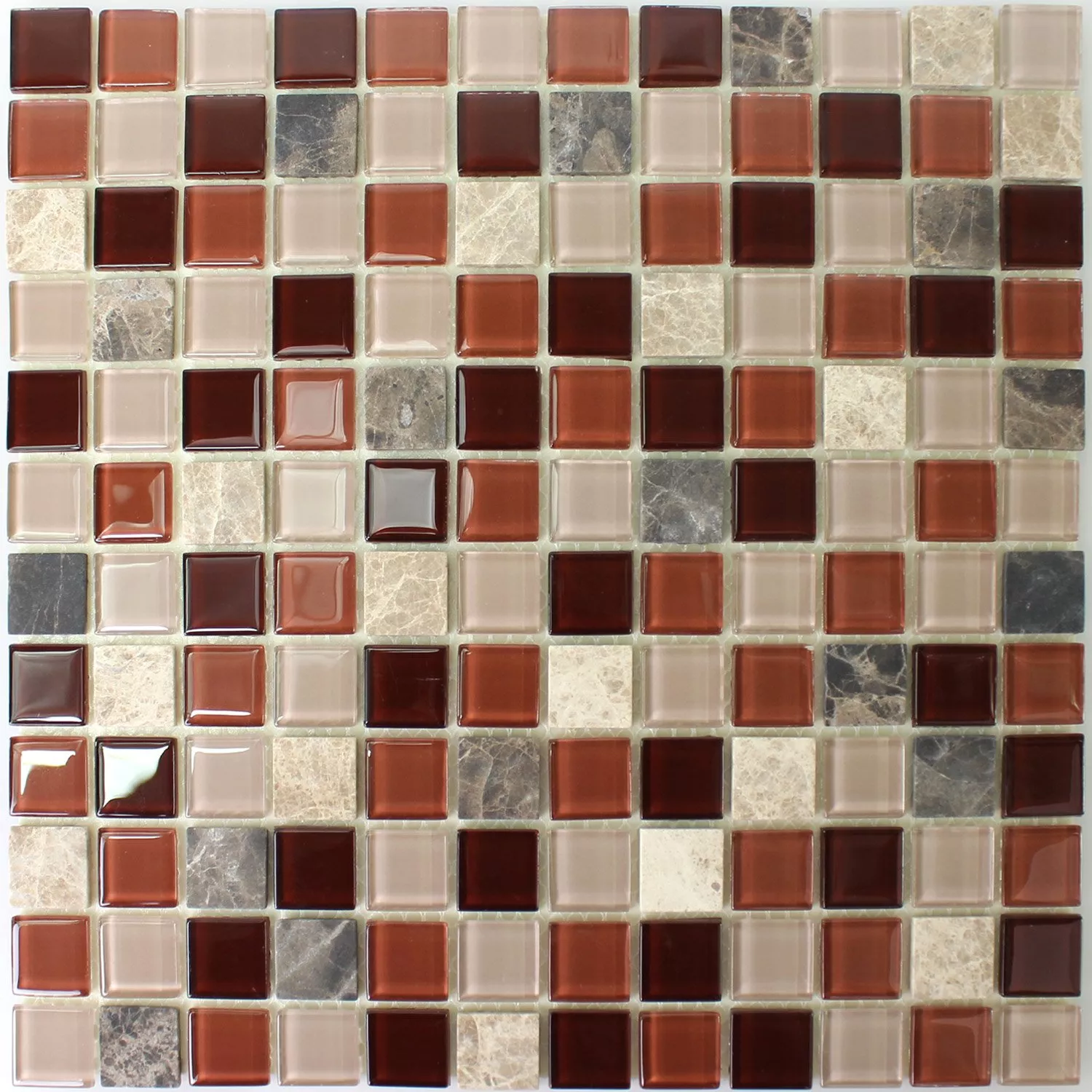 Padrão de Autoadesivo Azulejo Mosaico Pedra Natural Vidro Bege Marrom Emperador