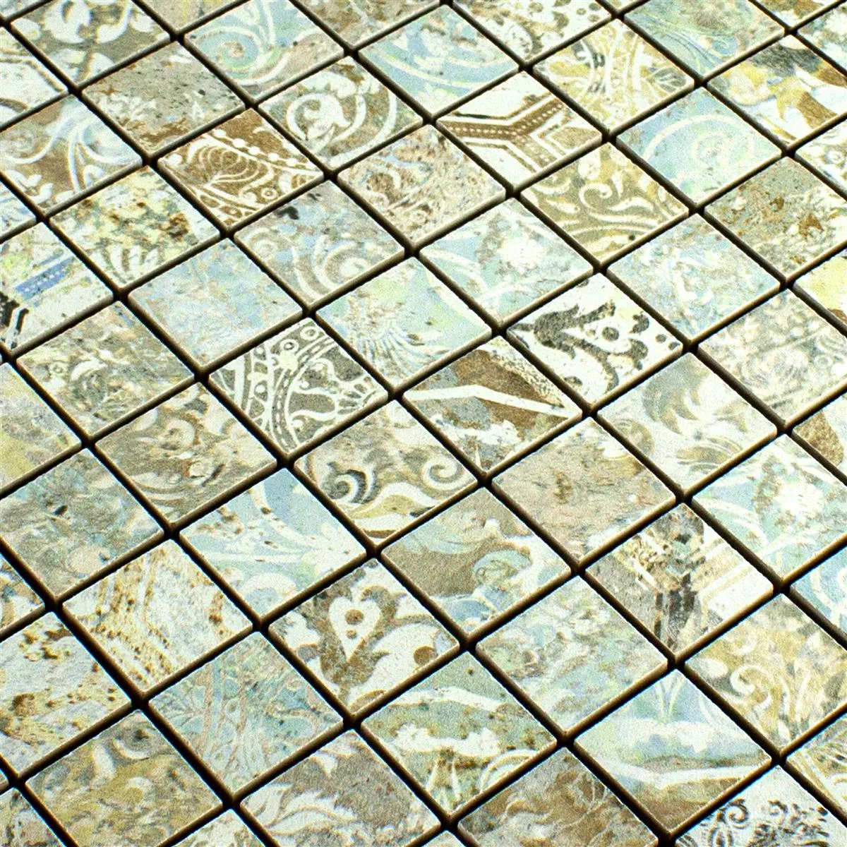 Mosaico Cerâmico Azulejos Bellona Efeito Brilhantemente Colorido 25x25mm