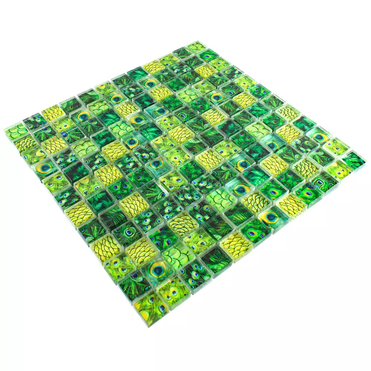 Mosaico De Vidro Azulejos Peafowl Verde 23