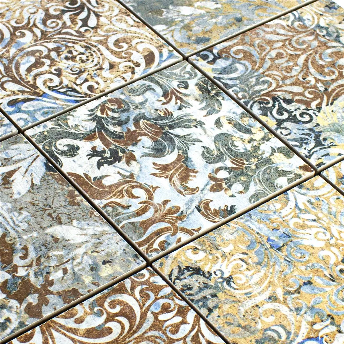 Padrão de Mosaico Cerâmico Azulejos Patchwork Multicolorido