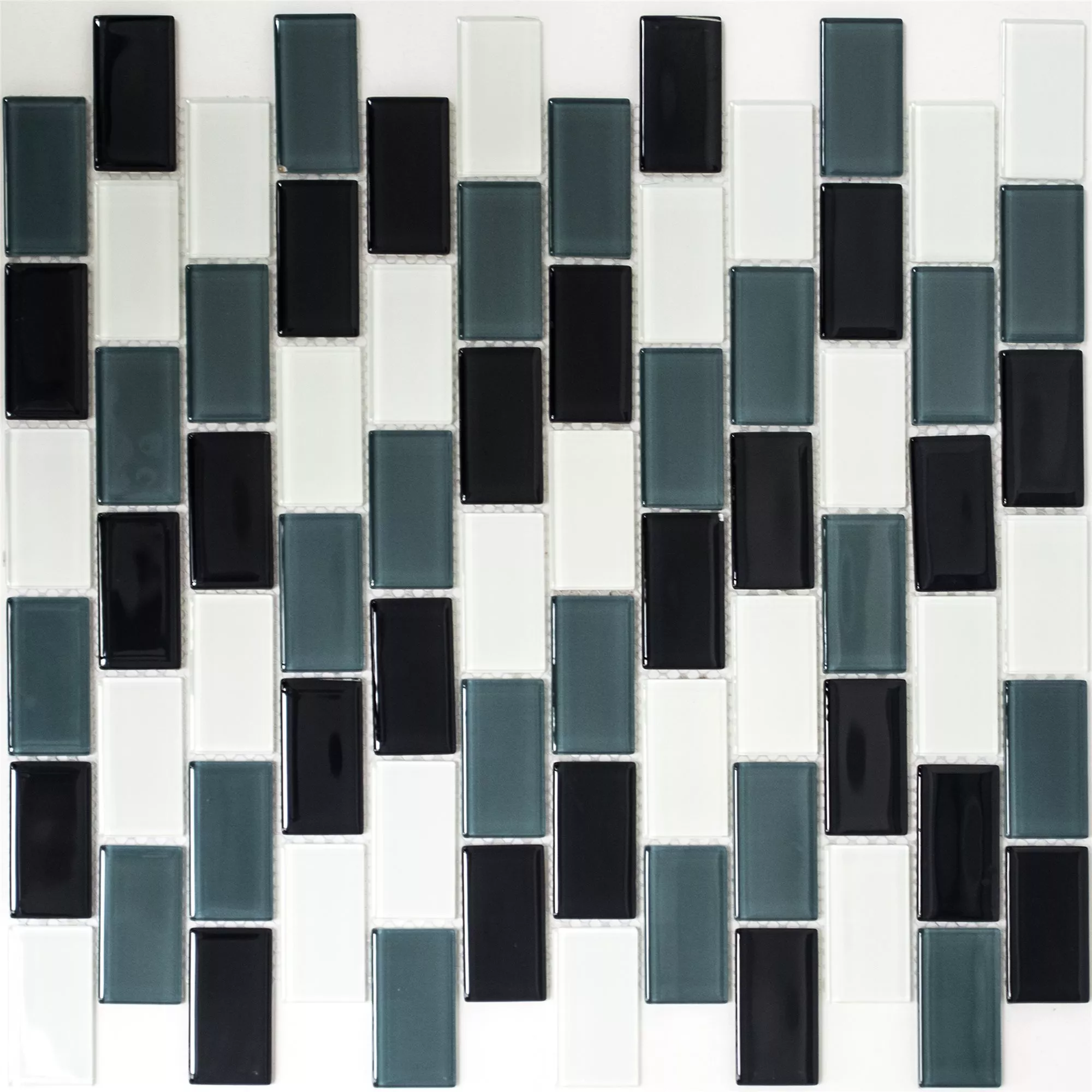 Padrão de Mosaico De Vidro Azulejos Alpha Preto Cinza Branco