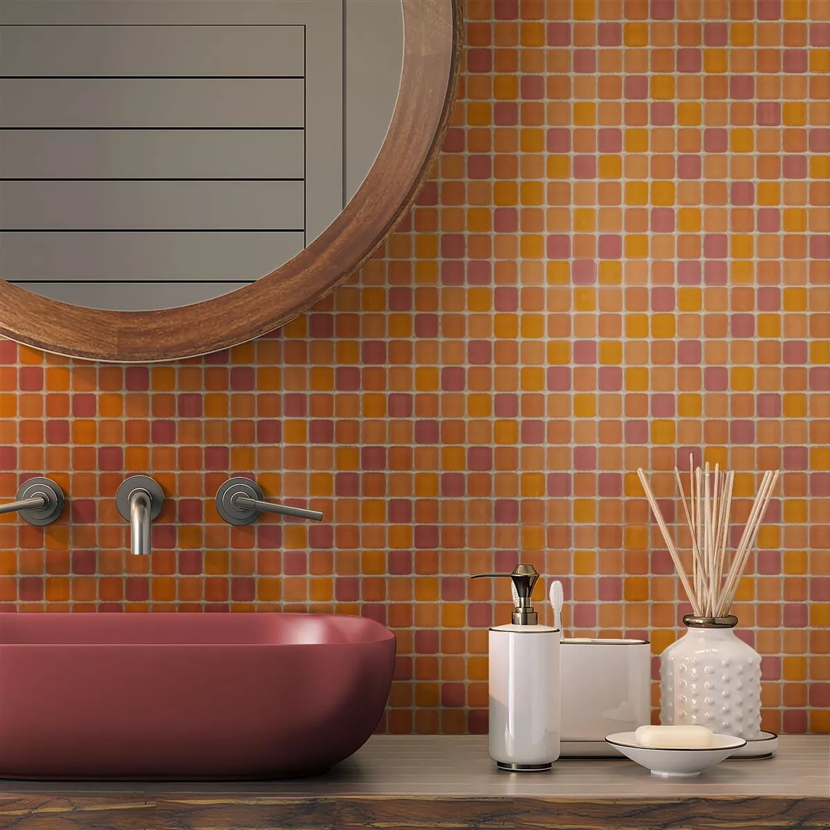 Padrão de Mosaico De Vidro Azulejos Ponterio Frosted Laranja Mix