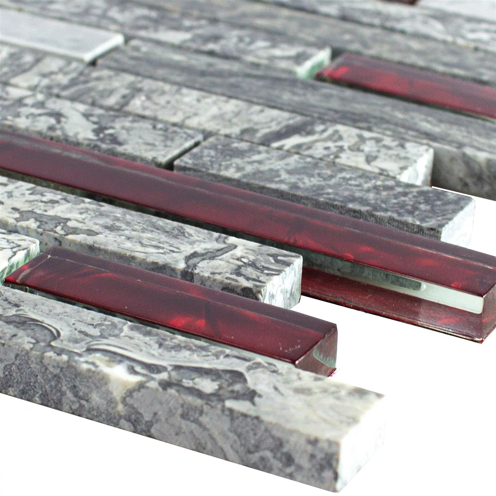 Mosaico De Vidro Ladrilhos De Pedra Natural Manavgat Cinza Vermelho Brick