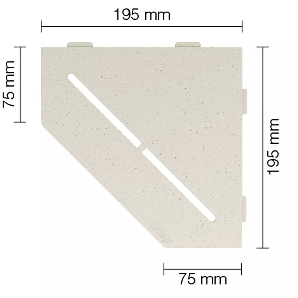 Prateleira de parede para chuveiro Schlüter 5 cantos 19,5x19,5cm marfim puro