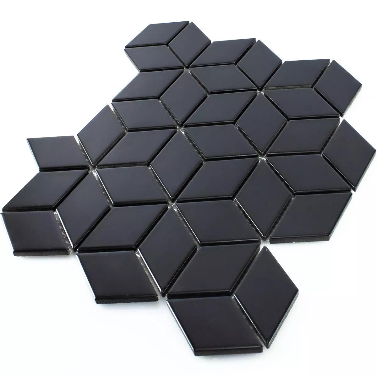 Padrão de Cerâmica Azulejo Mosaico Cavalier 3D Dados Fosco Preto