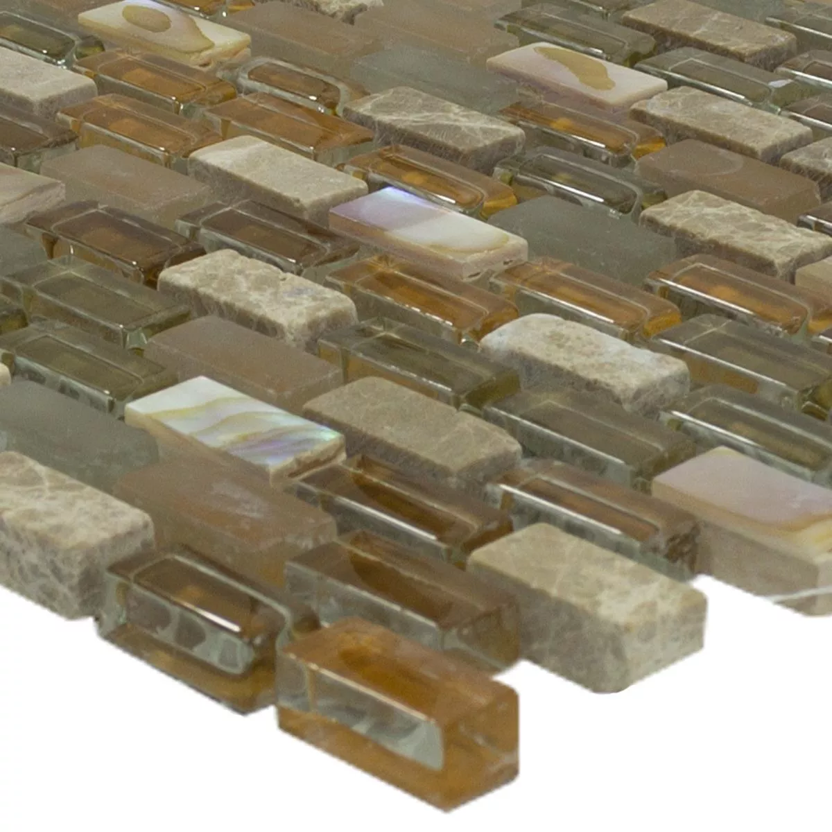 Mosaico de Pedra Natural de Vidro Zafferana Marrom Bege Mosaico de Pedra Natural de Vidro Zafferana Marrom Bege