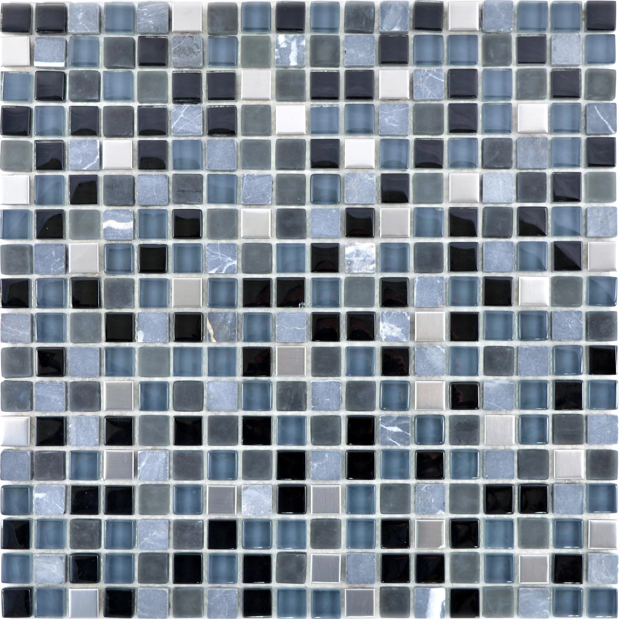 Vidro Pedra Natural Aço Azulejo Mosaico Romeo Preto