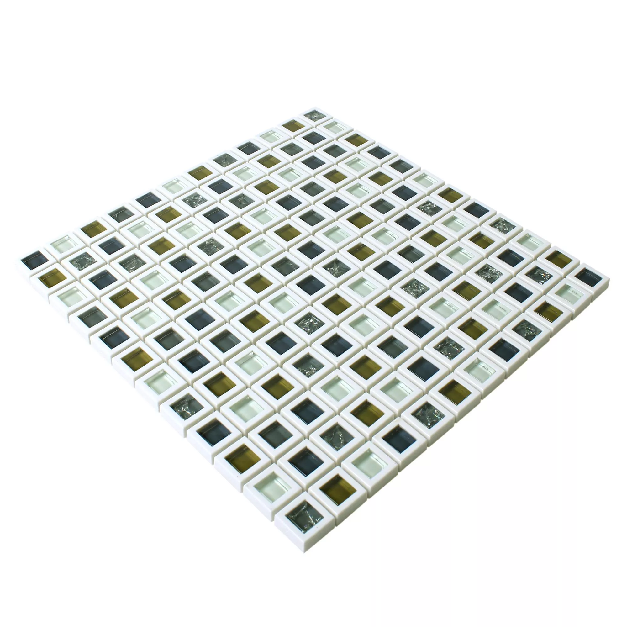 Padrão de Vidro Plástico Mosaico Anatolia Verde Branco