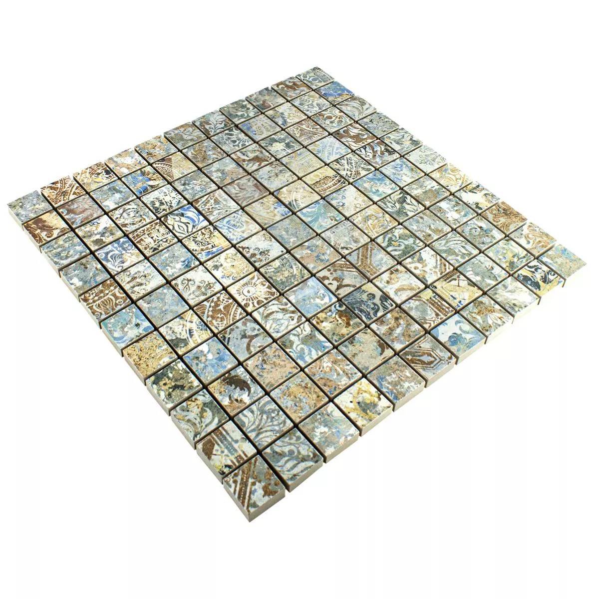 Padrão de Mosaico Cerâmico Azulejos Patchwork Multicolorido