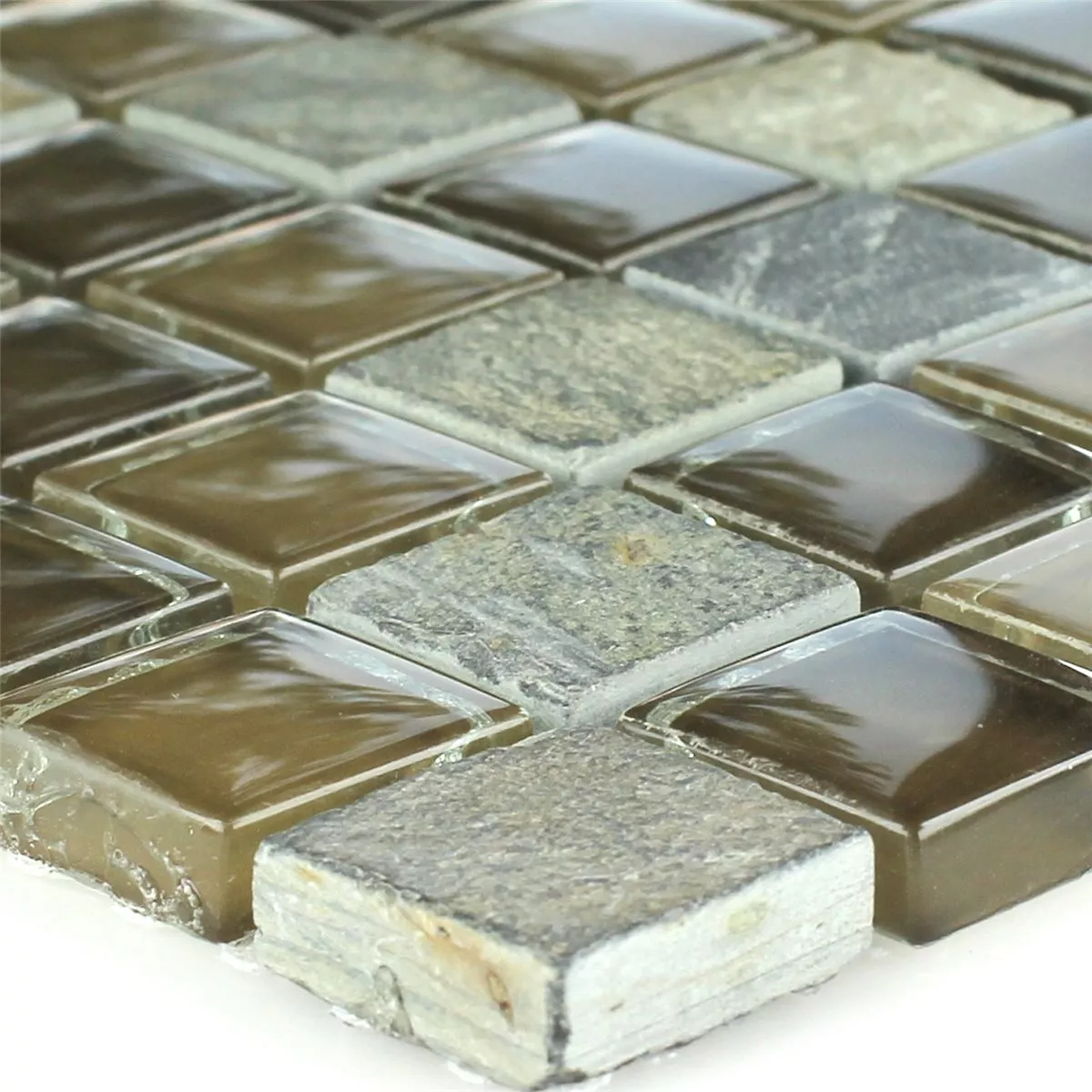 Azulejo Mosaico Pedra Natural Vidro Mocca