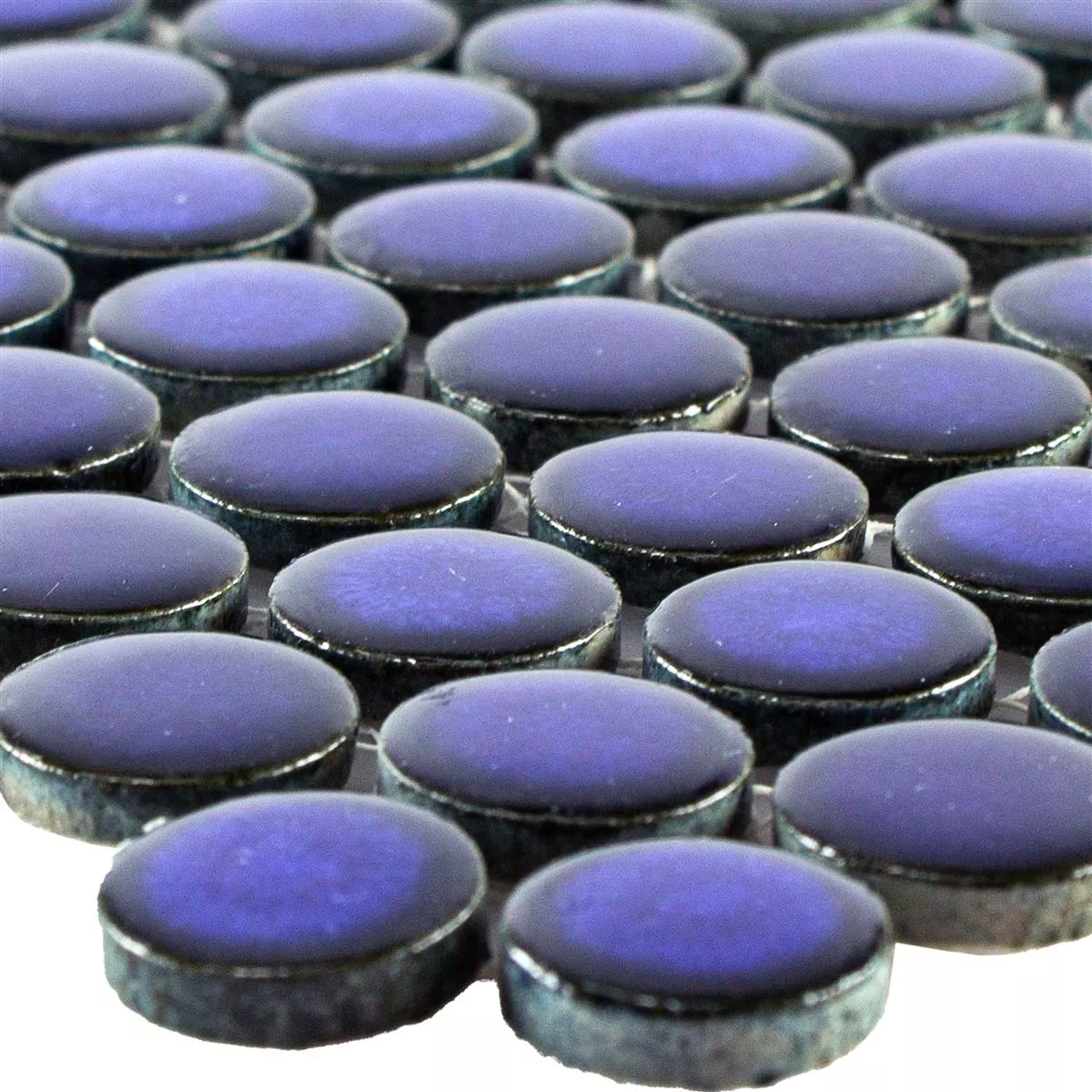 Mosaico Cerâmico Azulejos Joplin Botão Em Volta Azul Cobalto