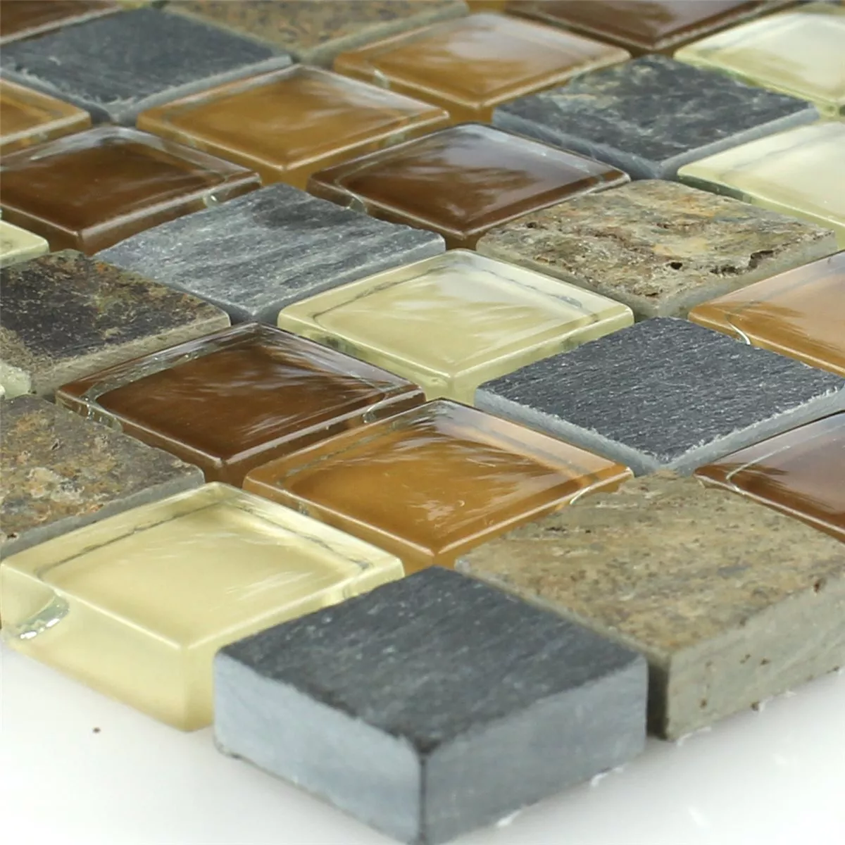 Padrão de Azulejo Mosaico Vidro Pedra Natural Bege