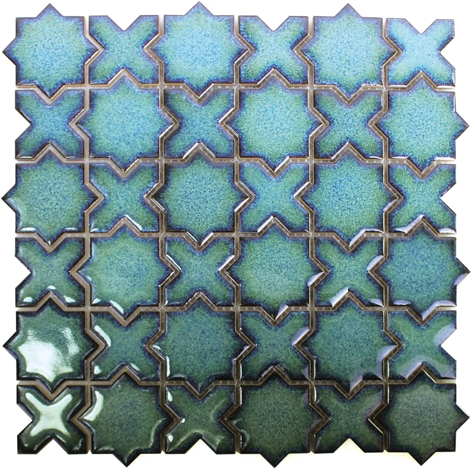 Padrão de Mosaico Cerâmico Azulejos Puebla Estrela Azul