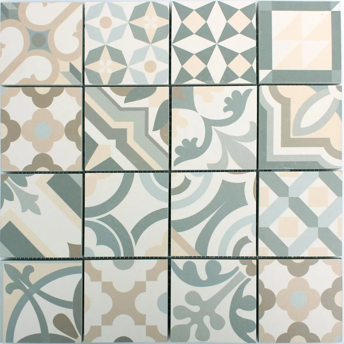 Padrão de Mosaico Cerâmico Retro Azulejos Utopia Cinza Bege R10/B