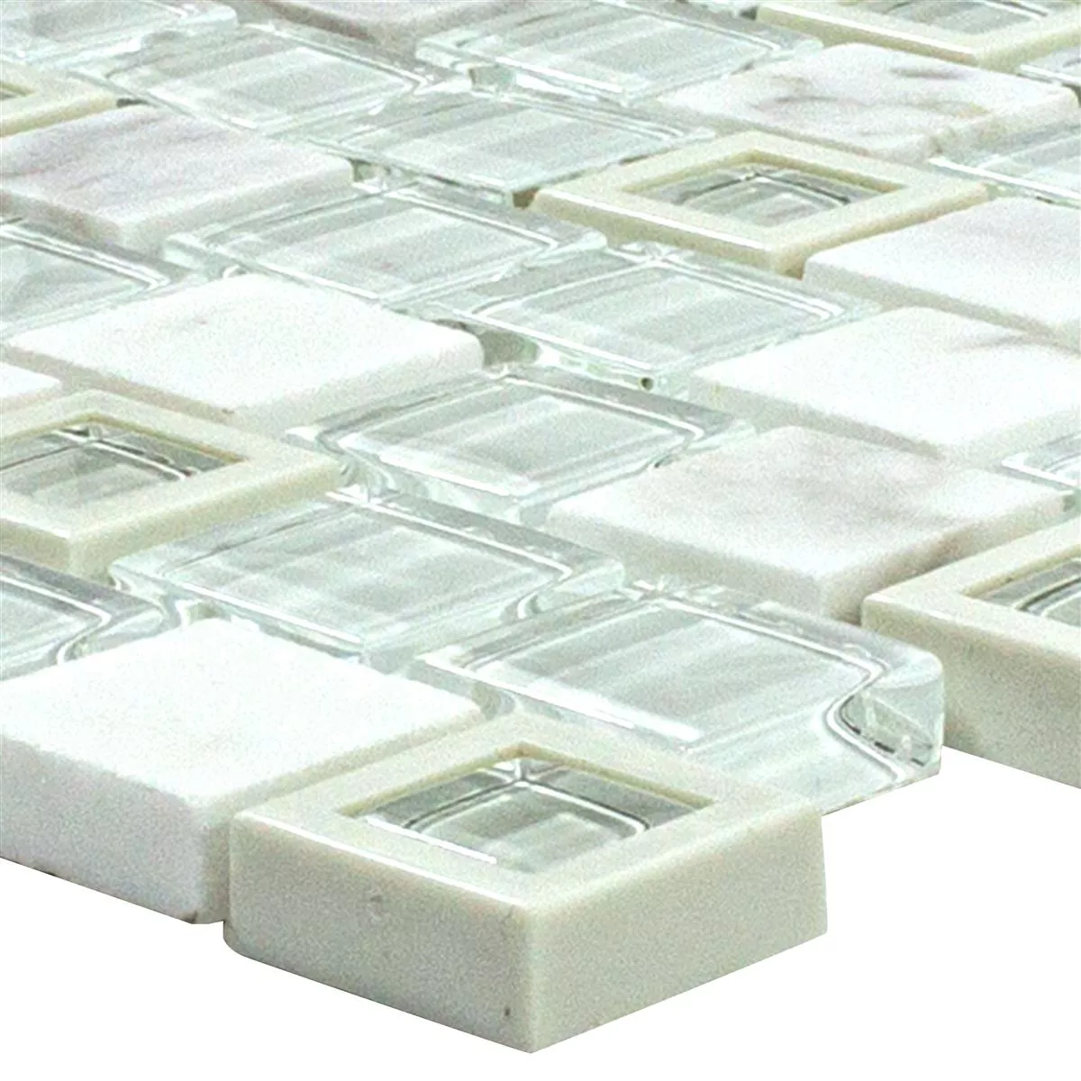 Vidro Plástico Mosaico De Pedra Natural Lunaquell Branco Vidro Plástico Mosaico De Pedra Natural Lunaquell Branco
