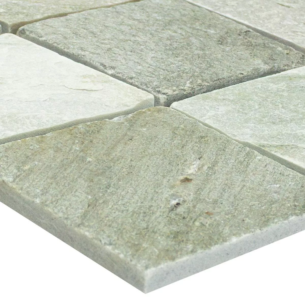 Azulejo Mosaico Quartzito Bege Cinza 100x100mm