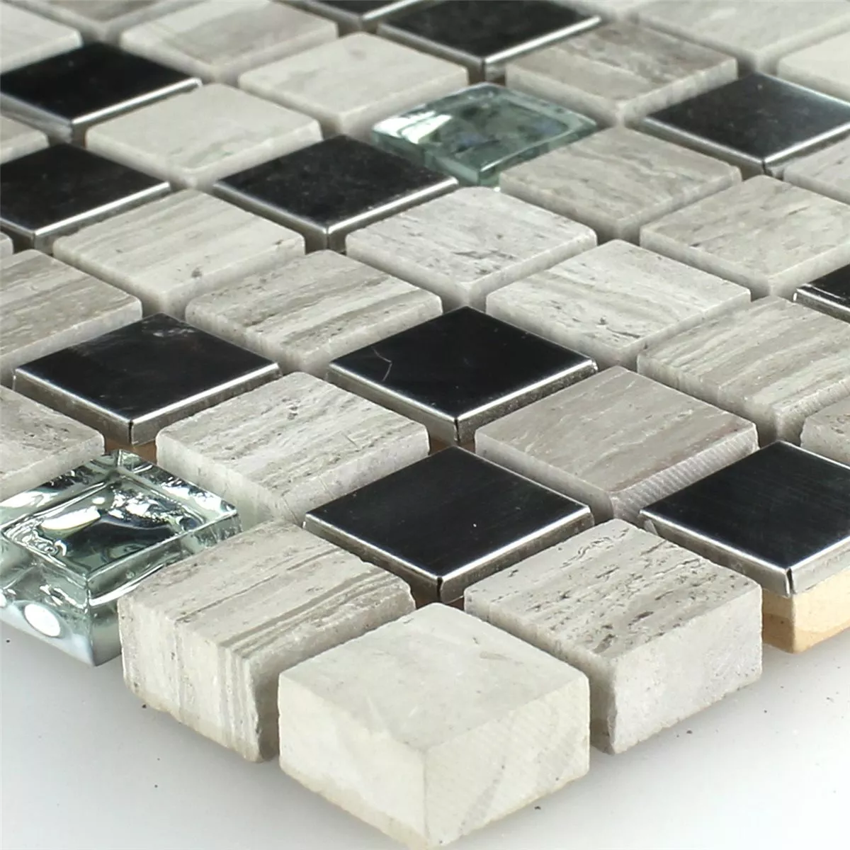 Padrão de Azulejo Mosaico Vidro Arenito Aço Inoxidável Cinza 