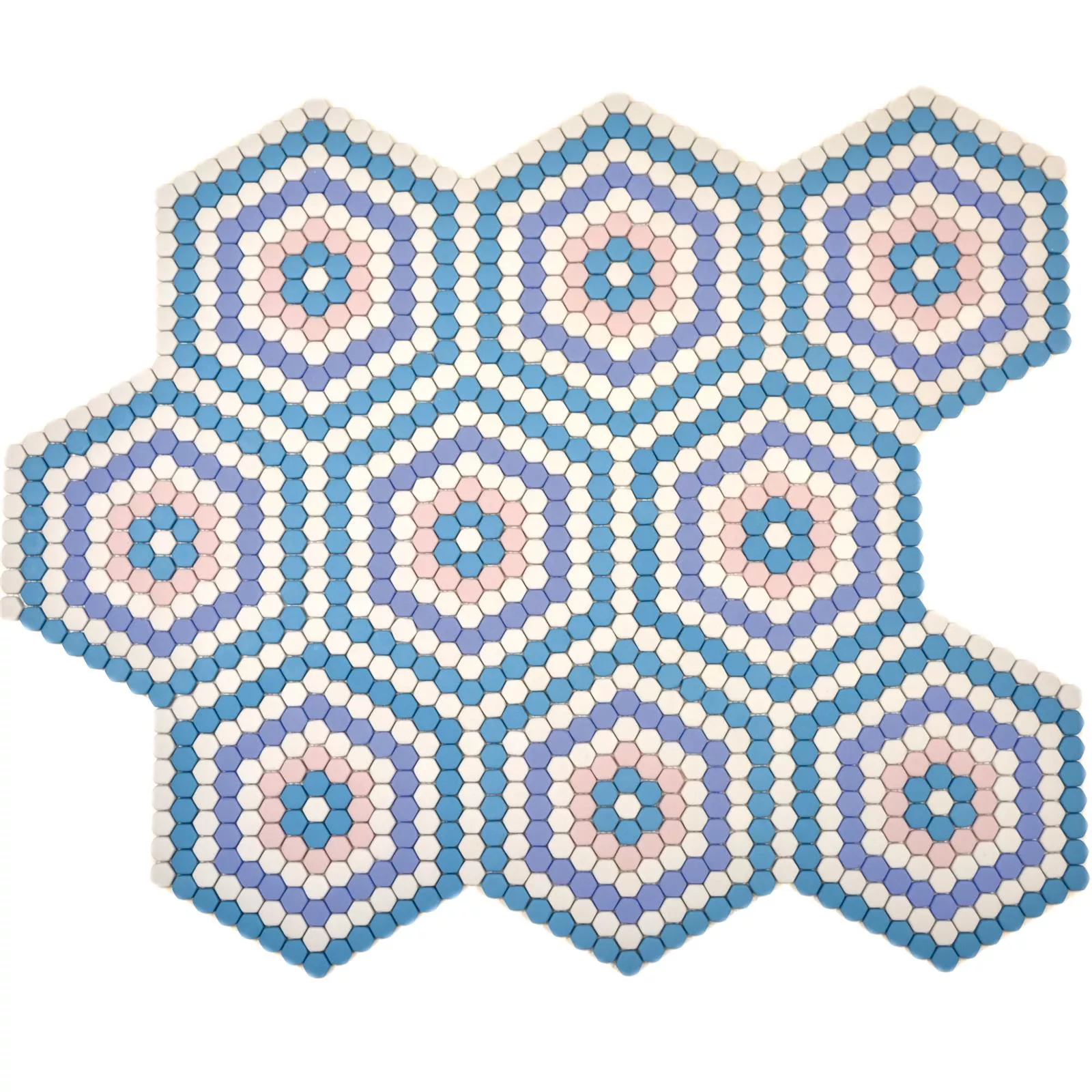 Padrão de Vidro Azulejo Mosaico Eco Bahamas Azul Rosa Branco