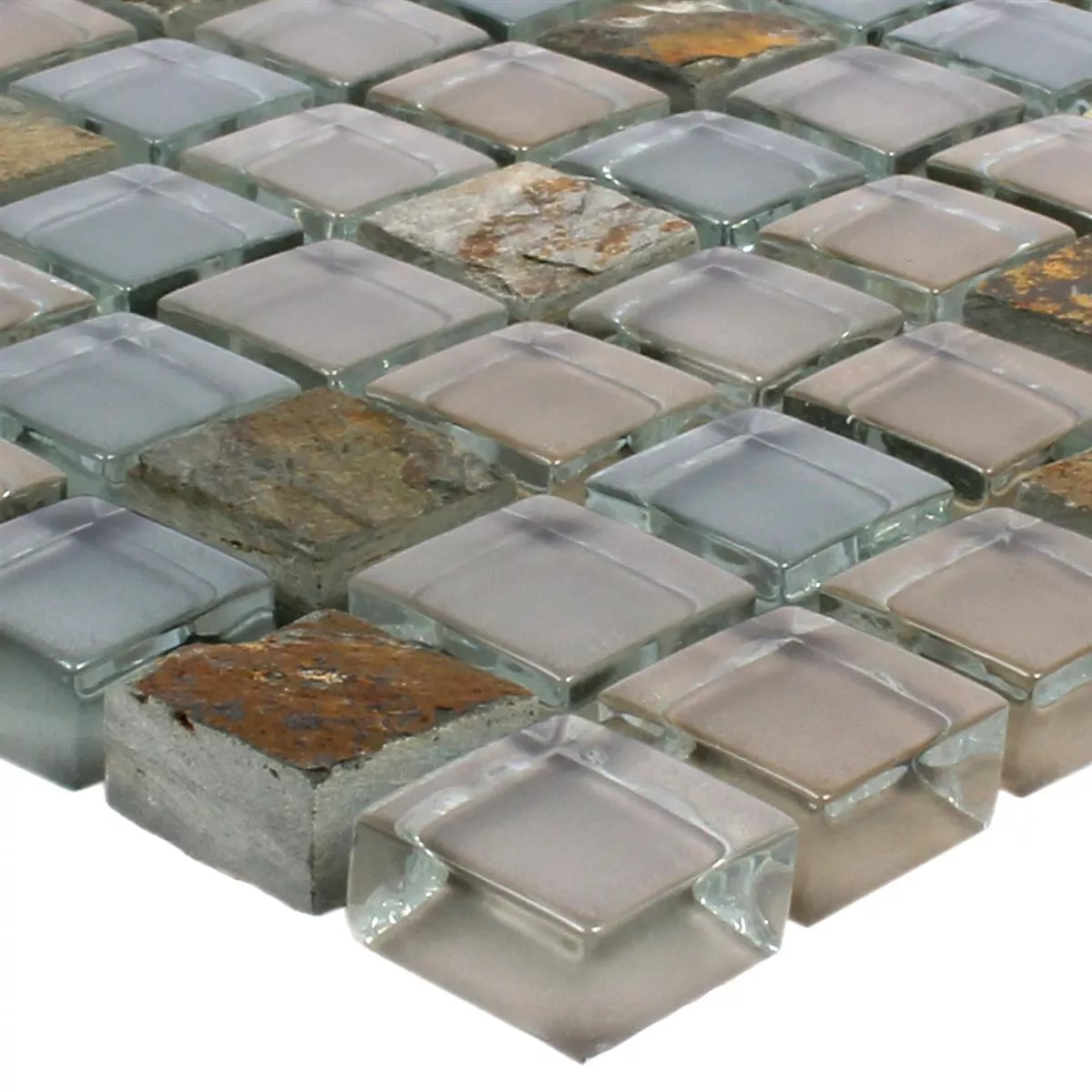 Azulejo Mosaico Mármore Java Mistura de Vidro Apollo Marrom 15