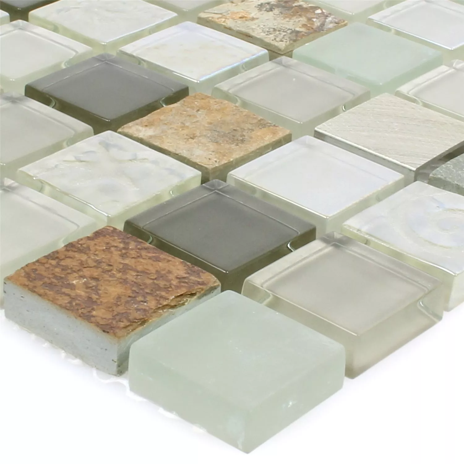 Padrão de Azulejo Mosaico Pedra Natural Vidro Metal Mix Lockhart