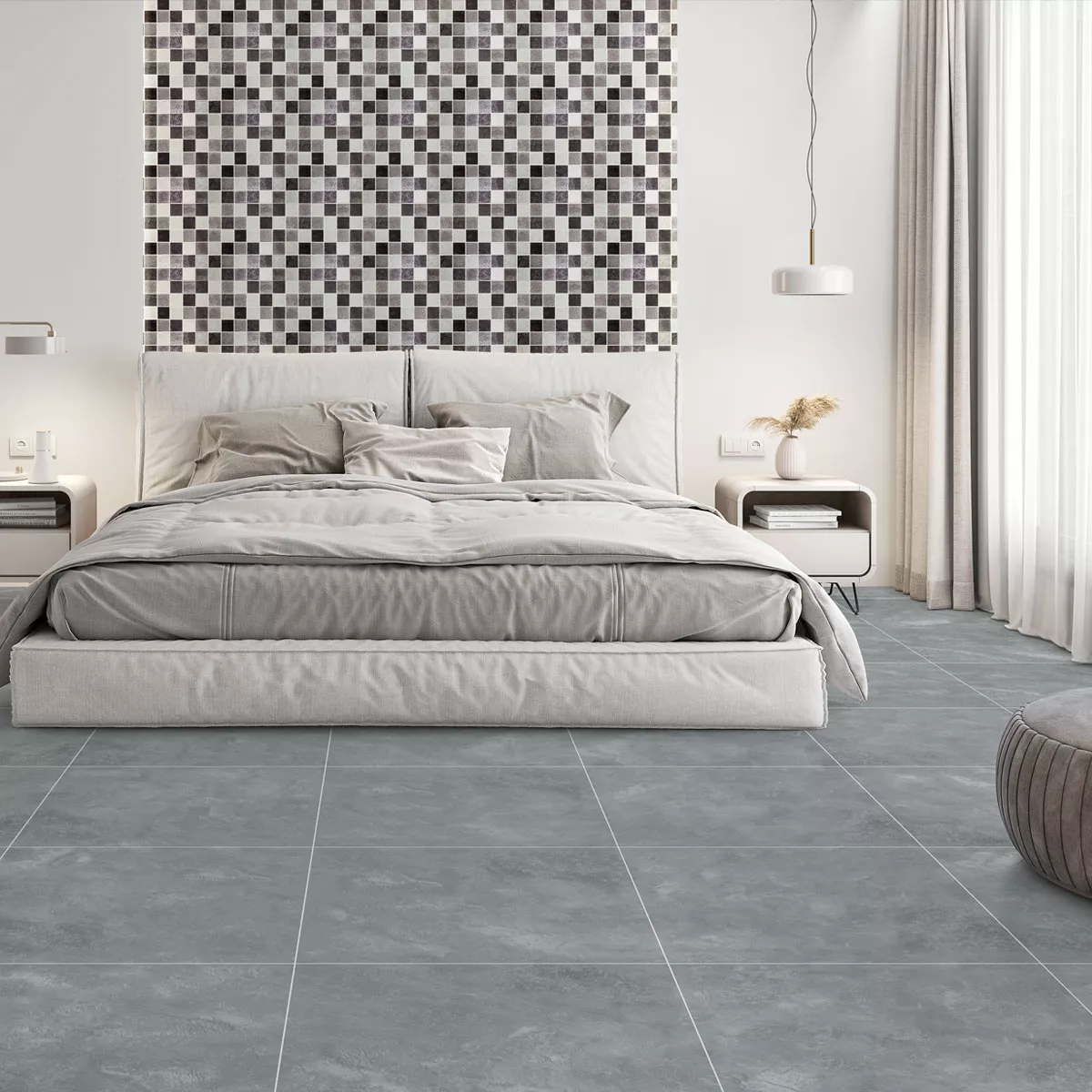 Ladrilhos Cortina Olhar Concreto Fosco Cinza 60x60cm