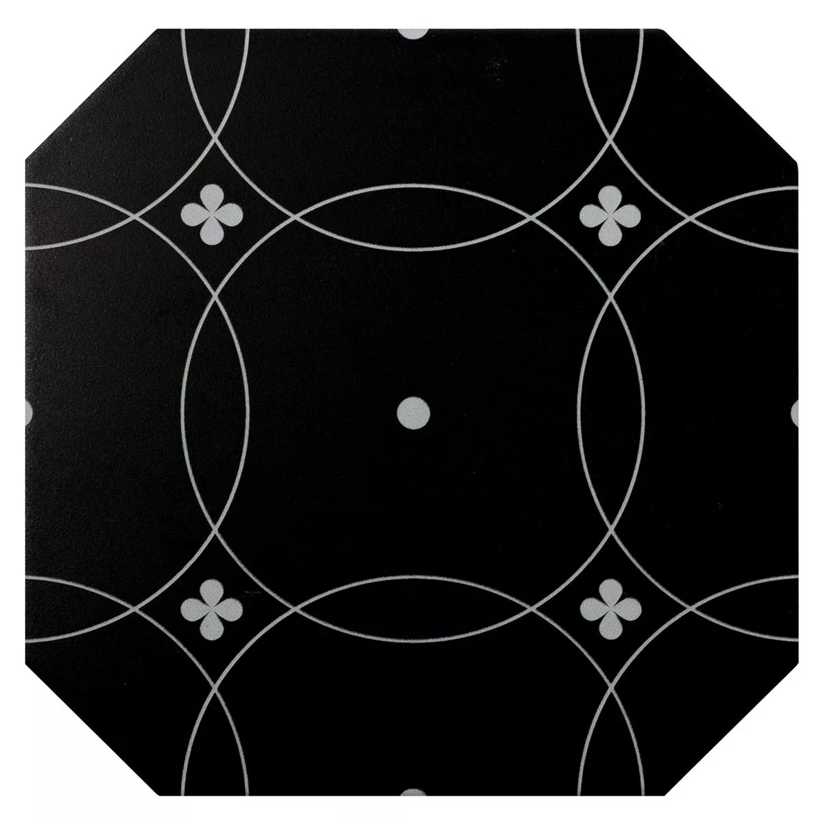 Grés Porcelânico Azulejos Genexia Preto Branco Decor 1 Octógono 20x20cm