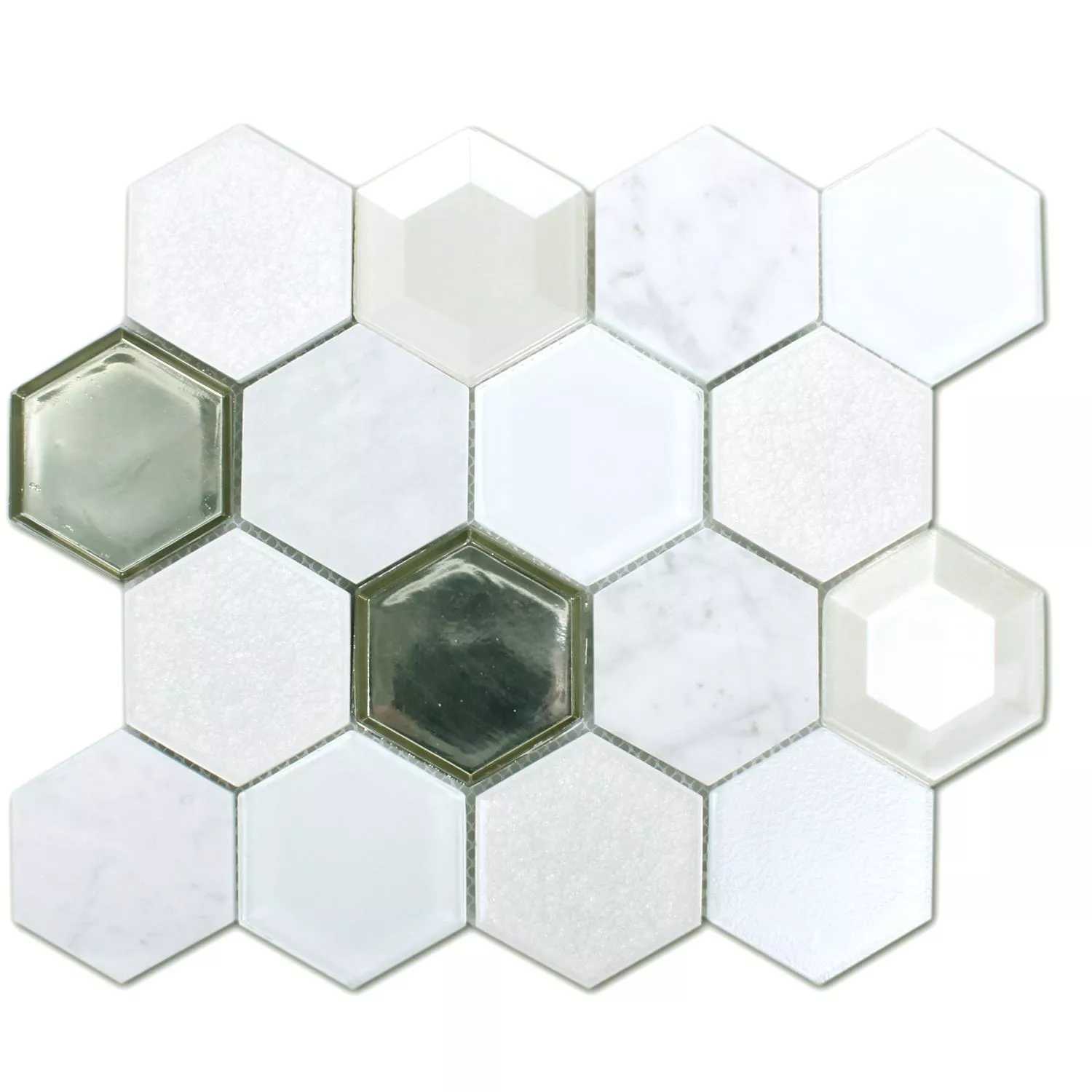 Padrão de Azulejo Mosaico Concrete Vidro Pedra Natural 3D Branco