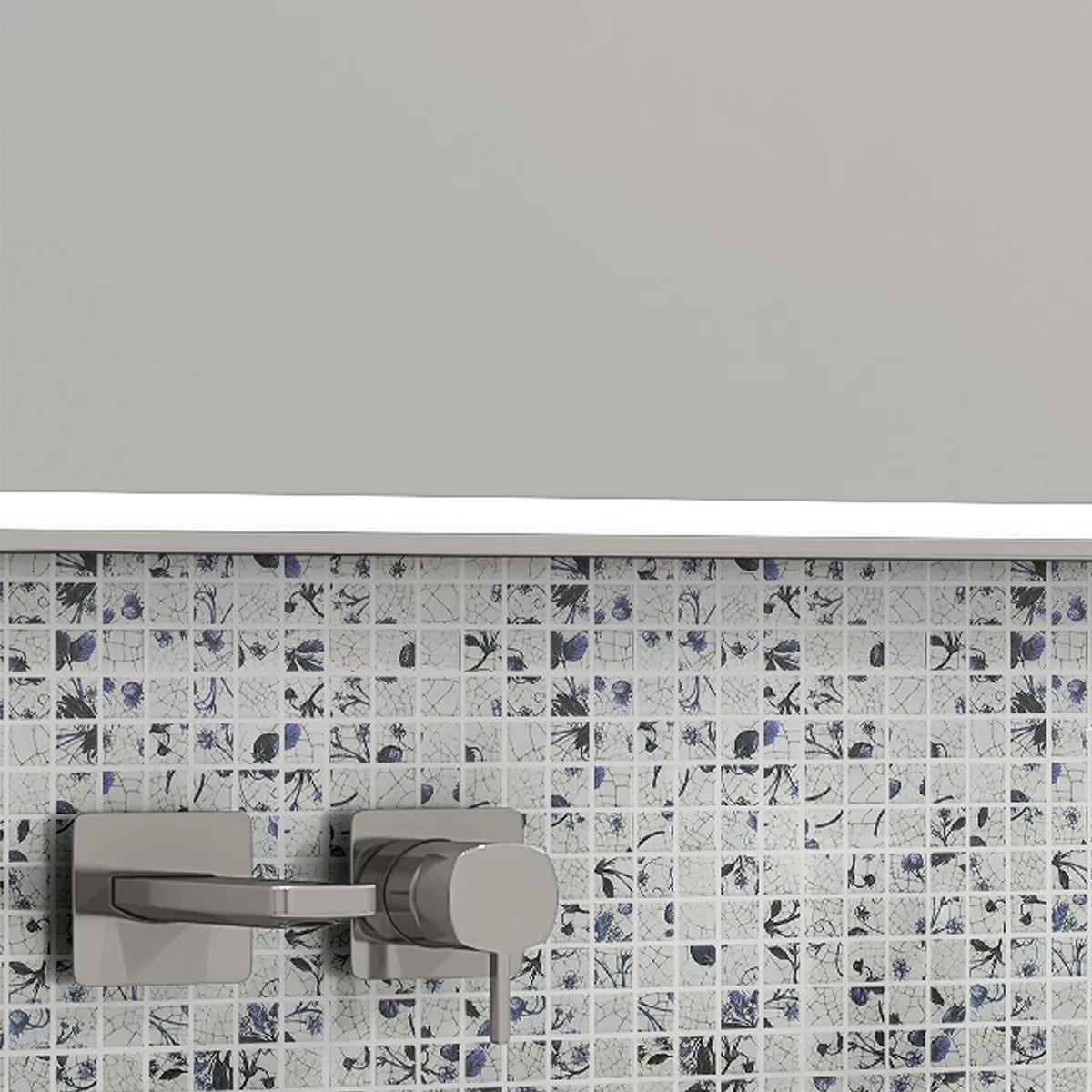 Amostra Cerâmica Azulejo Mosaico Isabella Branco Azul