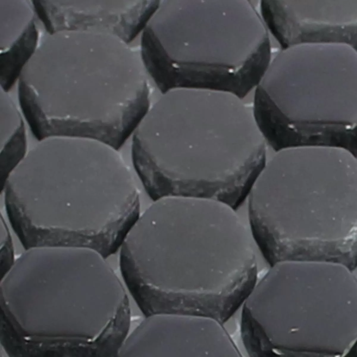 Padrão de Mosaico De Vidro Azulejos Brockway Hexágono Eco Preto