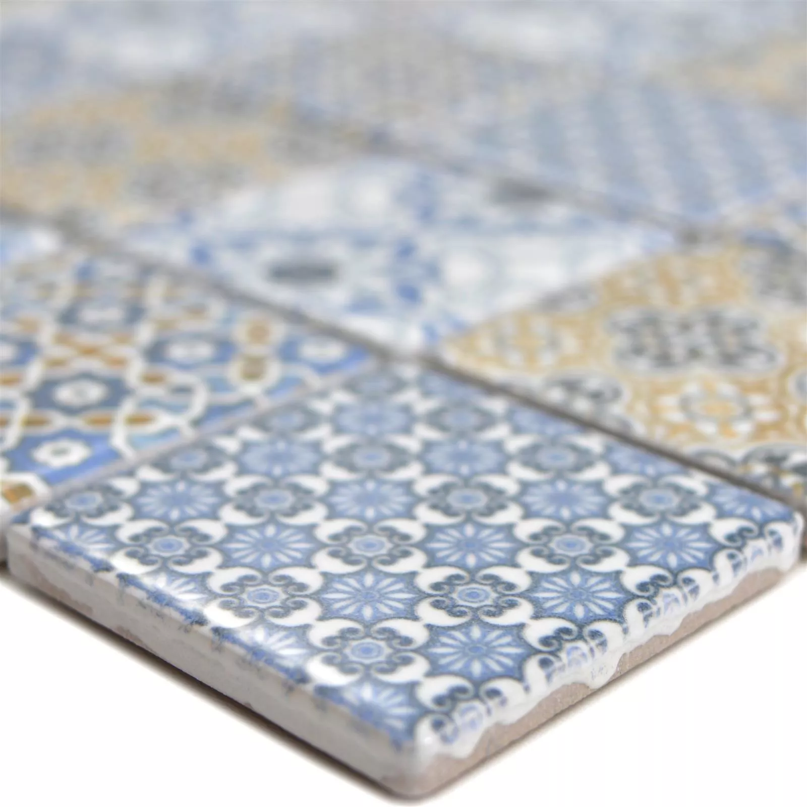 Cerâmica Azulejo Mosaico Daymion Óptica Retrô Quadrada 47 Azul Marrom