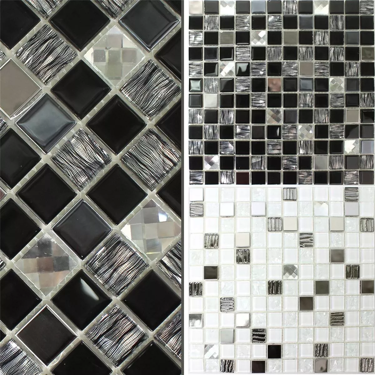 Padrão de Vidro Aço Inoxidável Azulejo Mosaico Amasya Autoadesivo