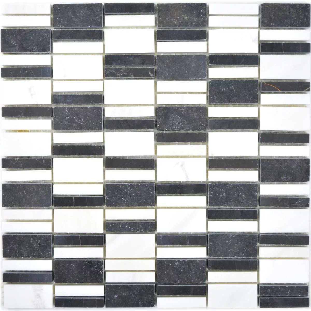 Padrão de Mármore Azulejo Mosaico Sunbury Preto Branco