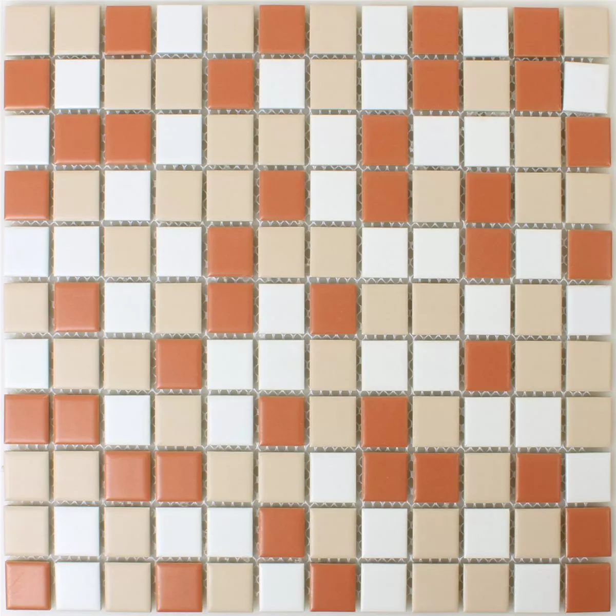 Padrão de Azulejo Mosaico Cerâmica Branco Creme Terracota Mix