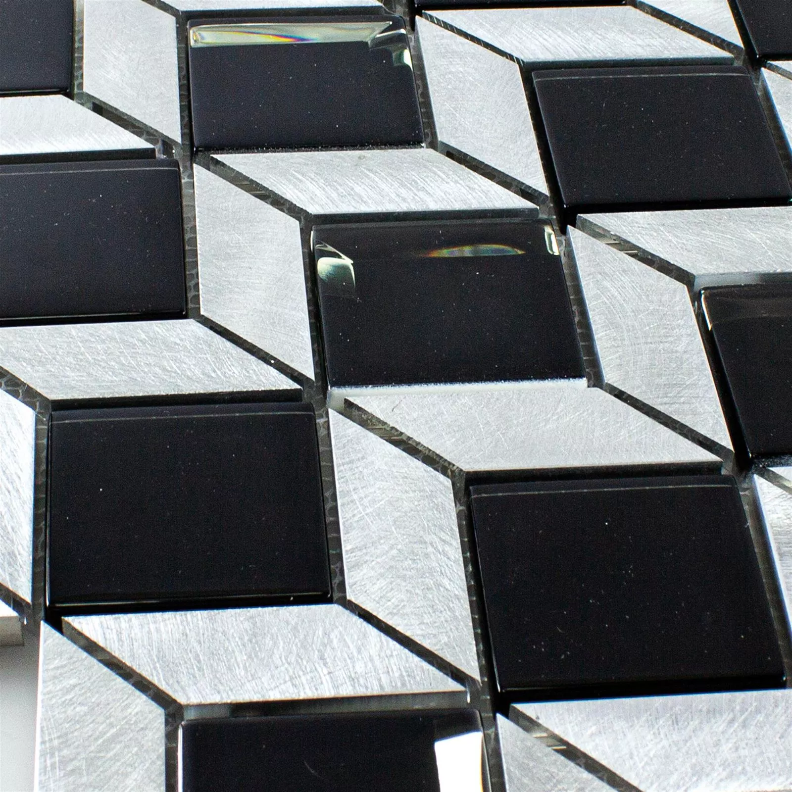 Padrão de Vidro Metal Azulejo Mosaico Tanja Preto Prata Dados