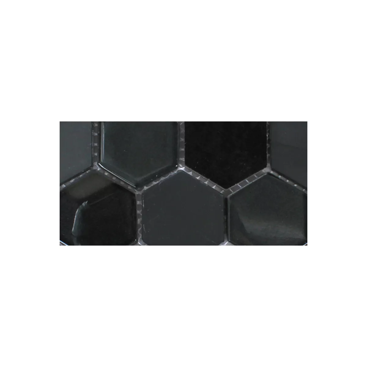 Padrão de Azulejo Mosaico Hexágono Vidro Pedra Natural Preto 3D