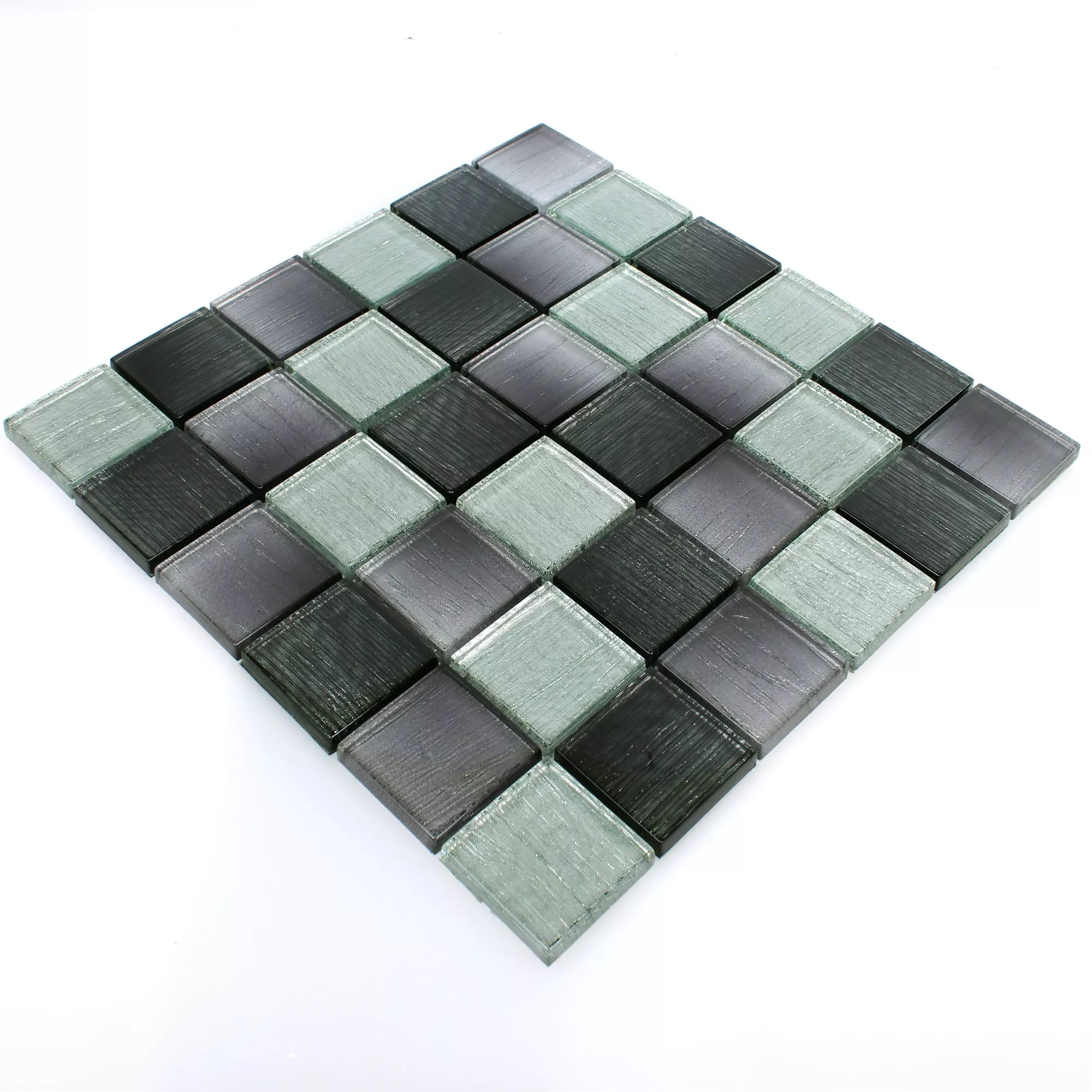 Padrão de Mosaico De Vidro Azulejos Bellevue Preto Prata