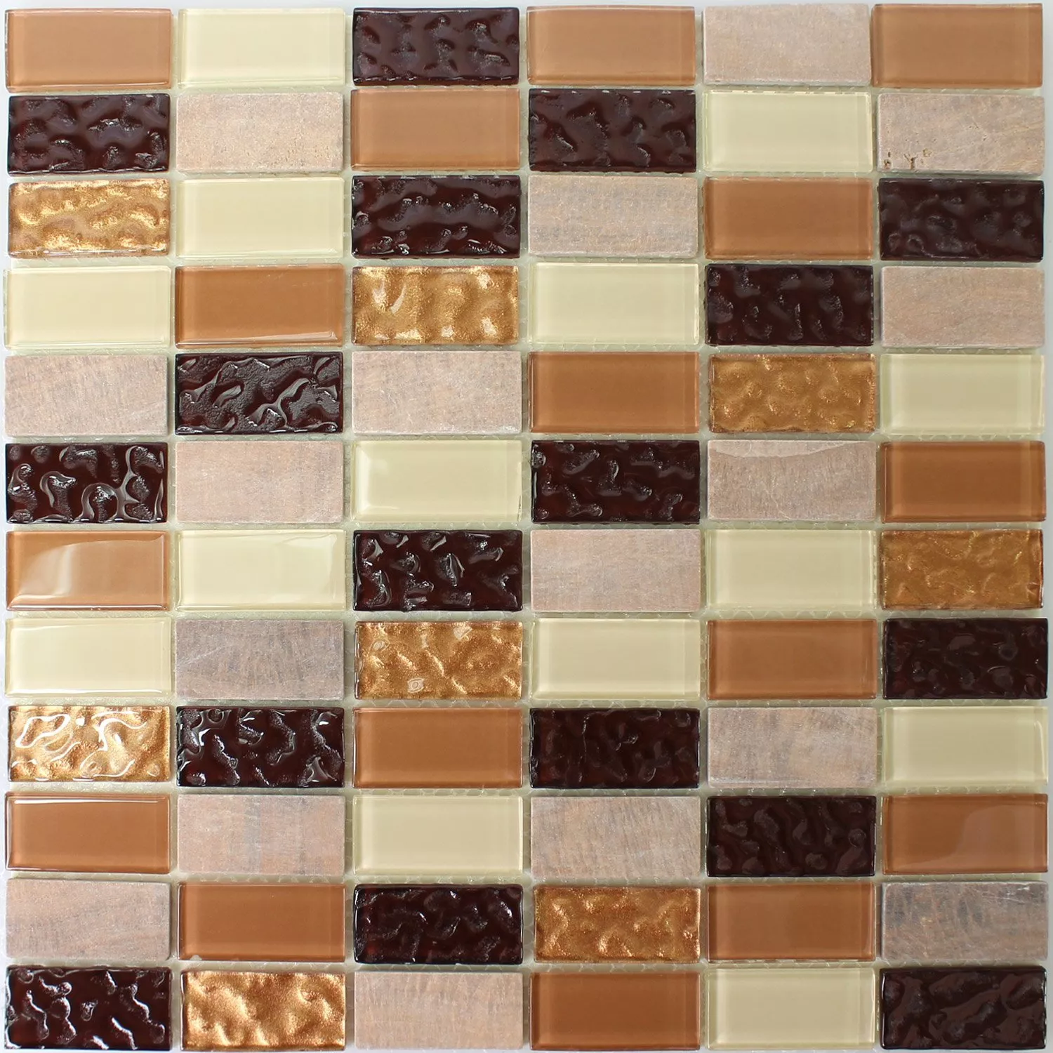 Autoadesivo Azulejo Mosaico Pedra Natural Vidro Bege Marrom Brick