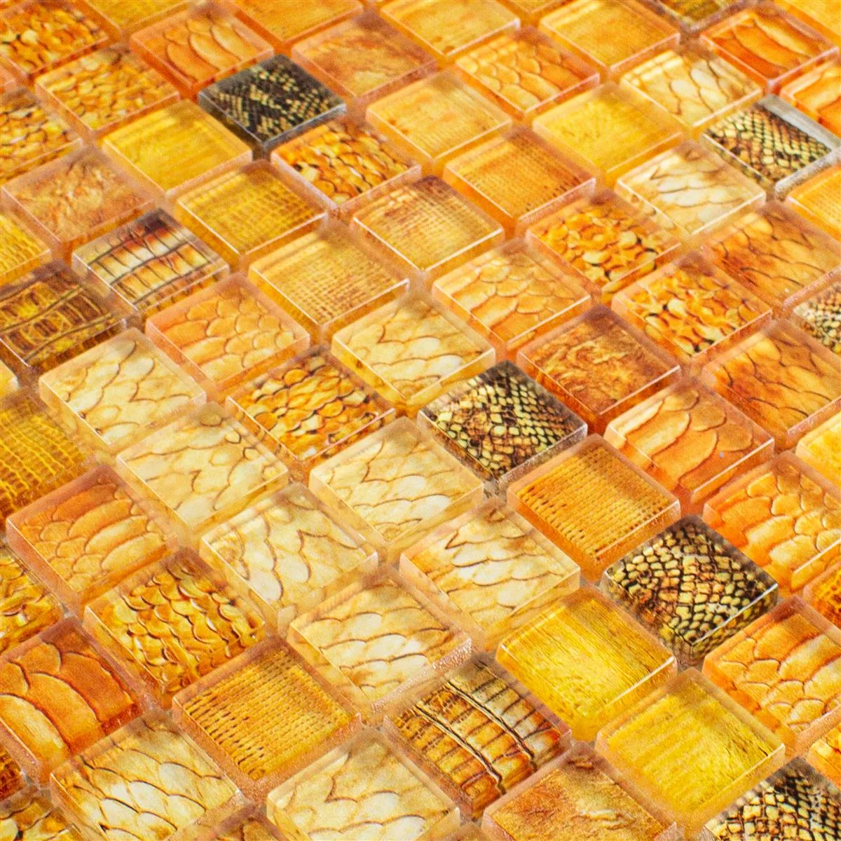 Mosaico De Vidro Azulejos Python Laranja 23