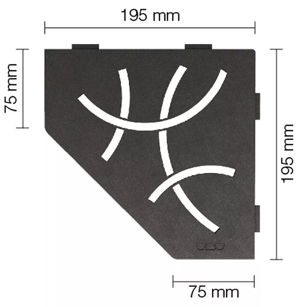 Prateleira de parede prateleira de chuveiro Schlüter 5eck 19,5x19,5cm Curva antracite