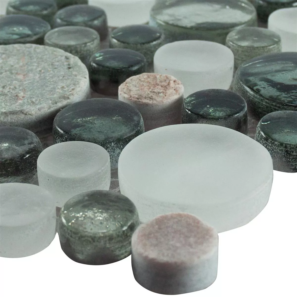 Vidro Pedra Natural Azulejo Mosaico Stonewater Cinza Azul Mix