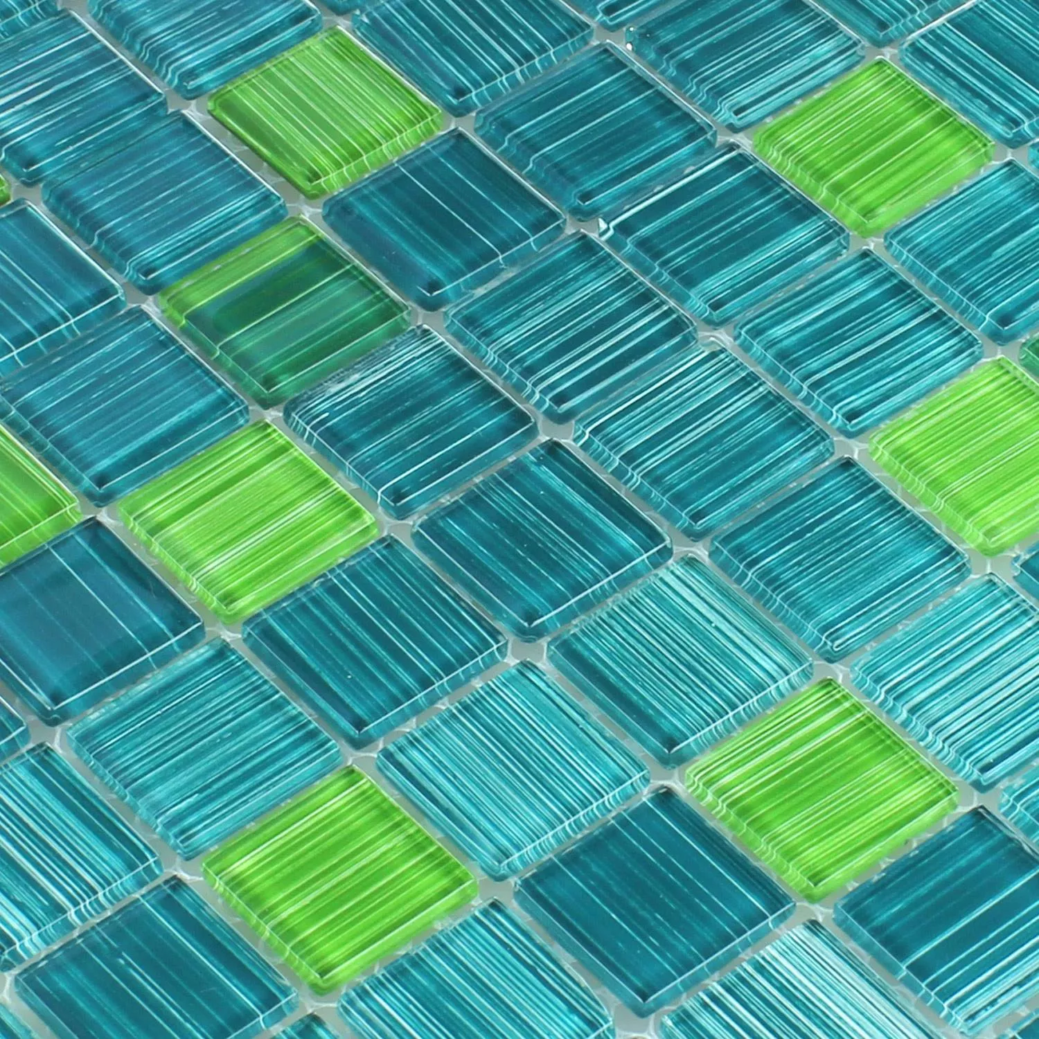 Mosaico De Vidro Azulejos Listrado Verde Mix