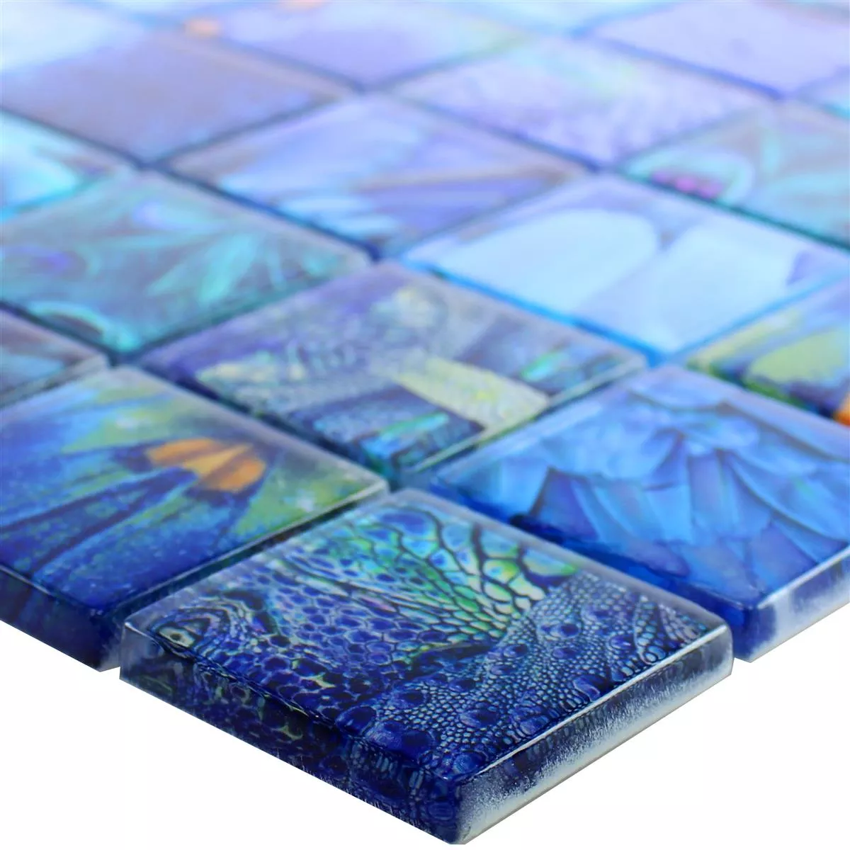 Mosaico De Vidro Azulejos Peafowl Azul