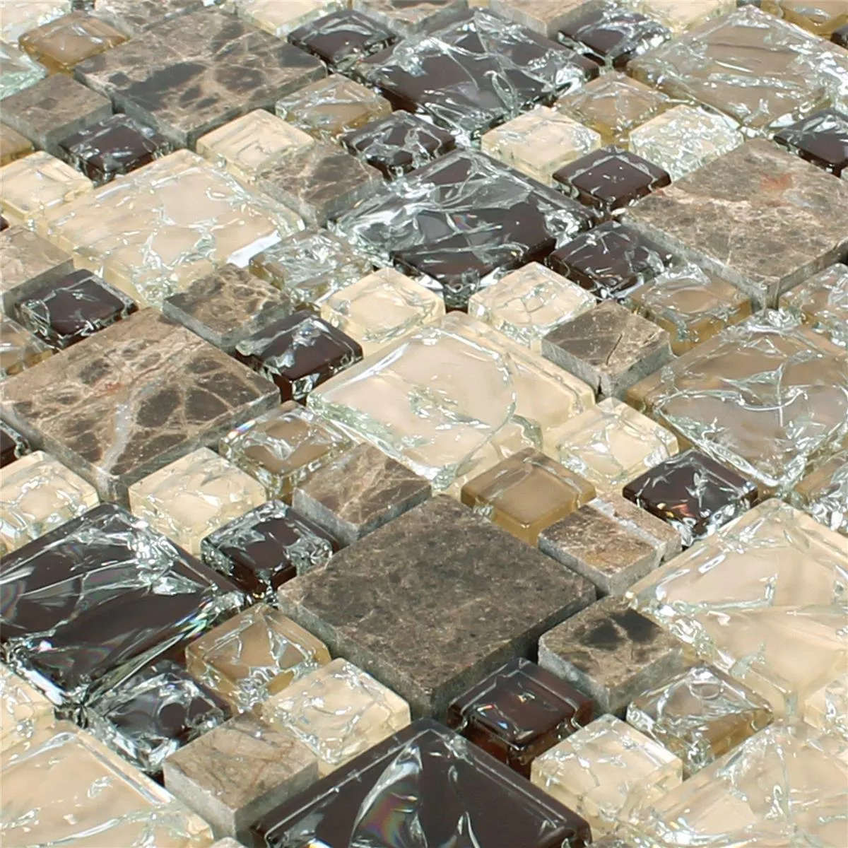 Azulejo Mosaico Vidro Pedra Natural Malawi Dark Emperador 2 Mix