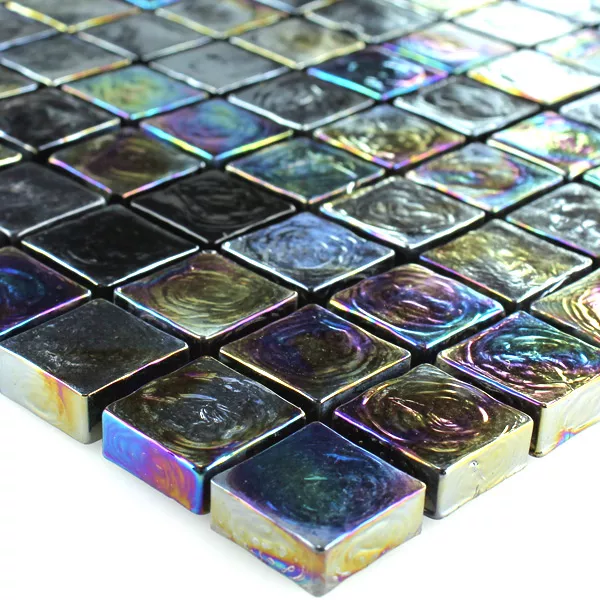 Padrão de Azulejo Mosaico Vidro Efeito Petrol Black