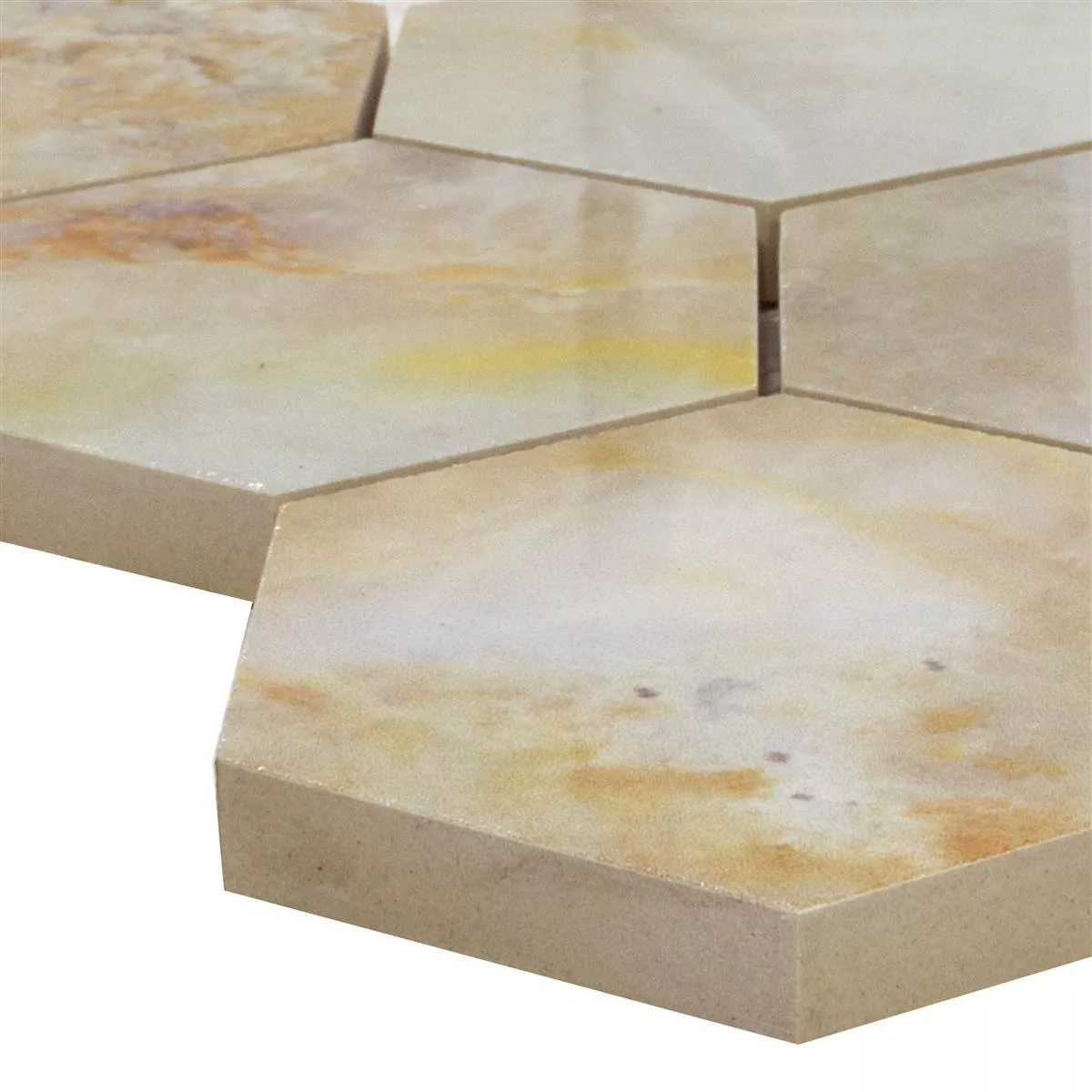 Mosaico Cerâmico Azulejos Naftalin Hexágono Marrom Branco Mosaico Cerâmico Azulejos Naftalin Hexágono Marrom Branco