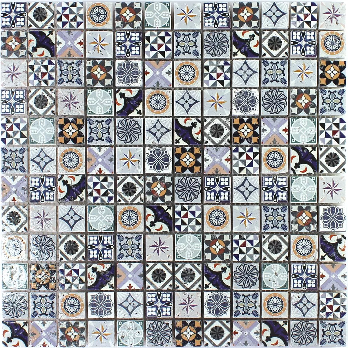 Padrão de Mosaico De Pedra Natural Azulejos Iraklion Multicolorido