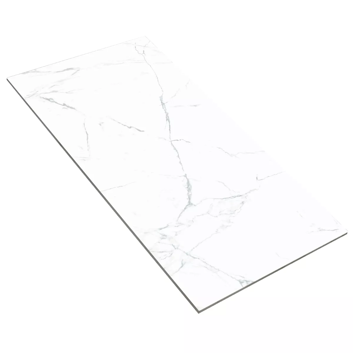 Ladrilhos Ampezzo Calacatta Aparência de Mármore Branco Cinza Polido Brilhante 60x120cm