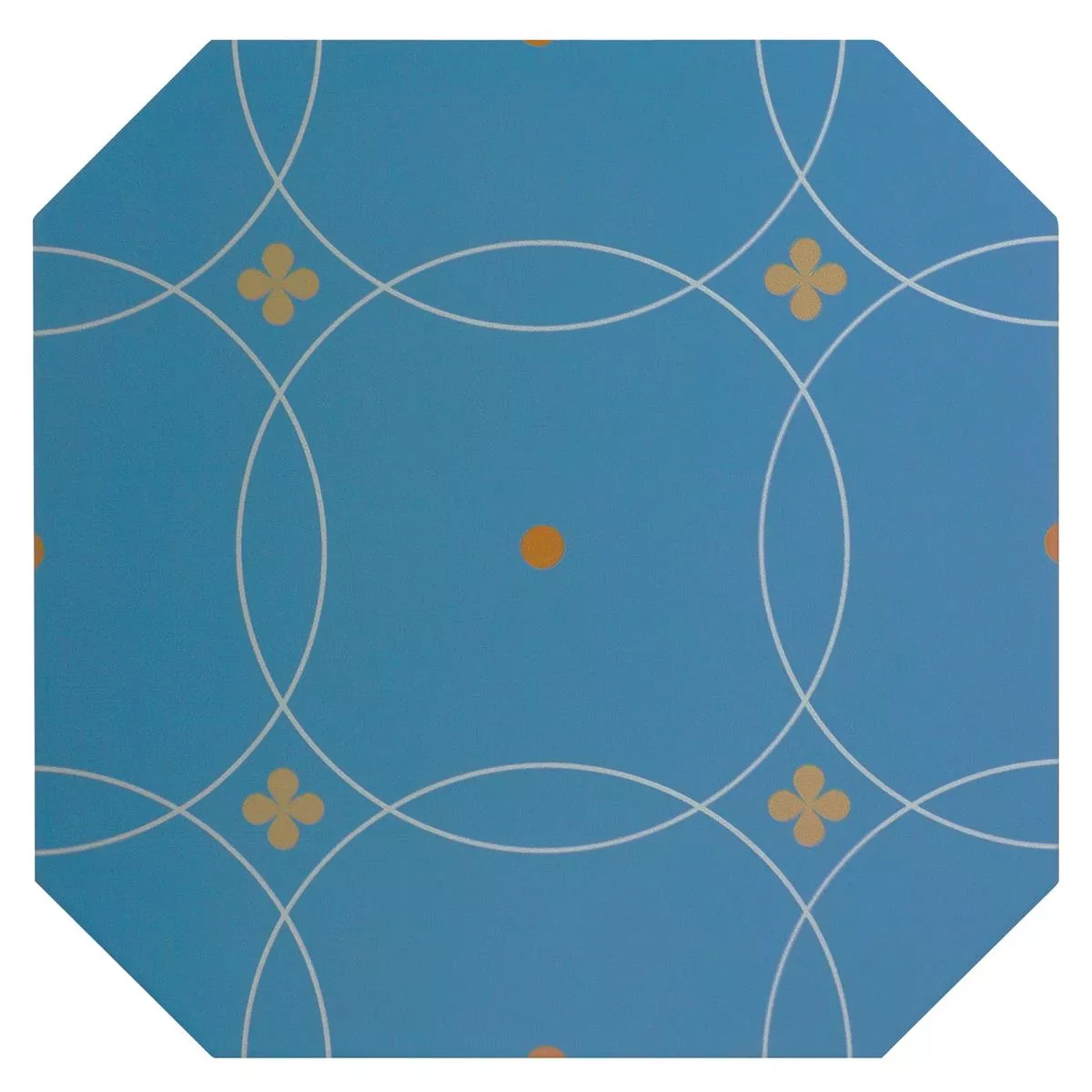 Amostra Grés Porcelânico Azulejos Genexia Decor Azul Octógono 20x20cm